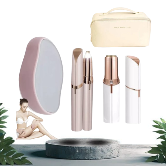 Combo Depiladora Facial + Cejas Indolora + Piedra Cristal + Neceser Maquillaje